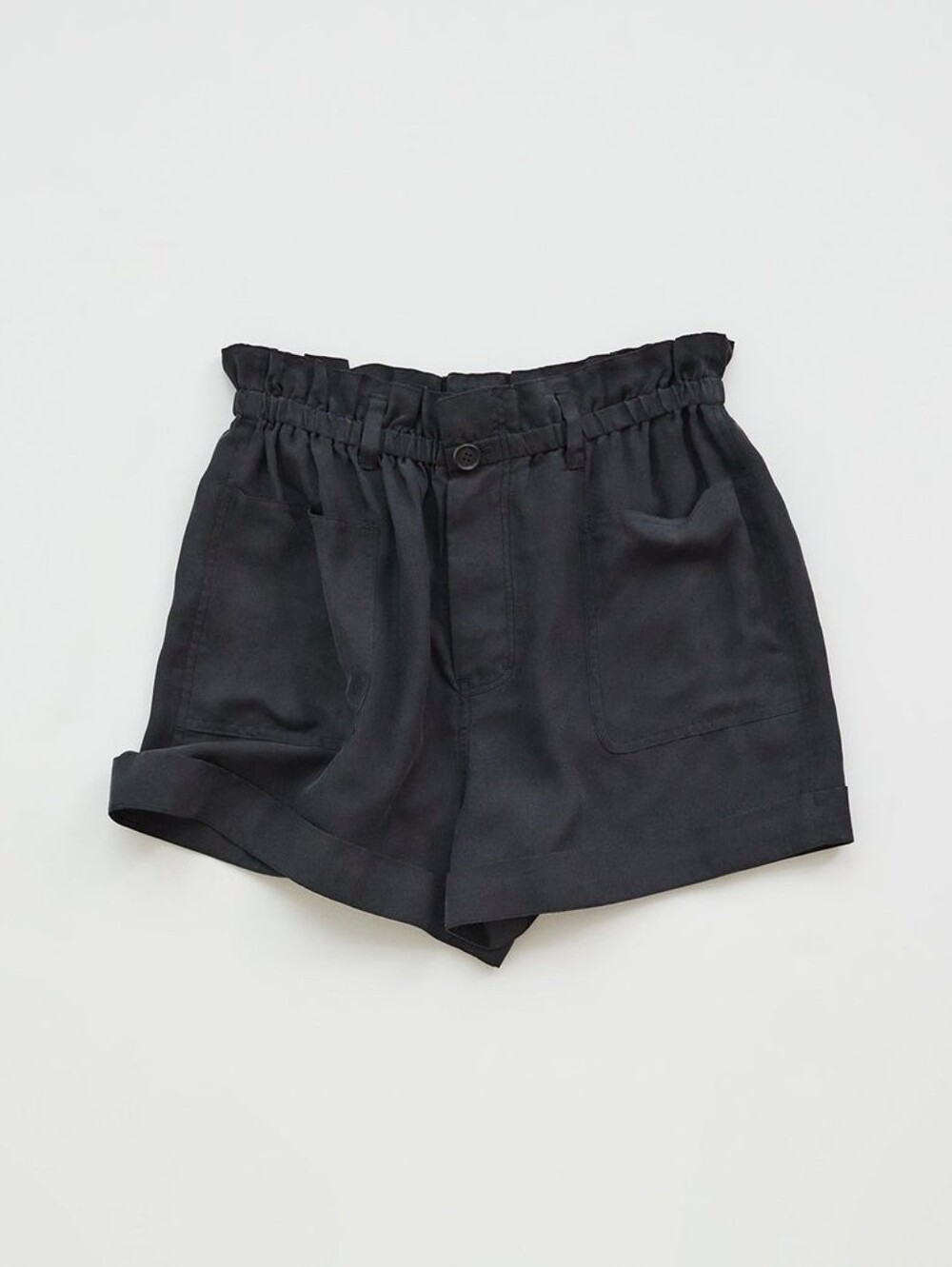 NWT Unsubscribed By Aerie Silk Paperbag Waist Short Faded Black Large